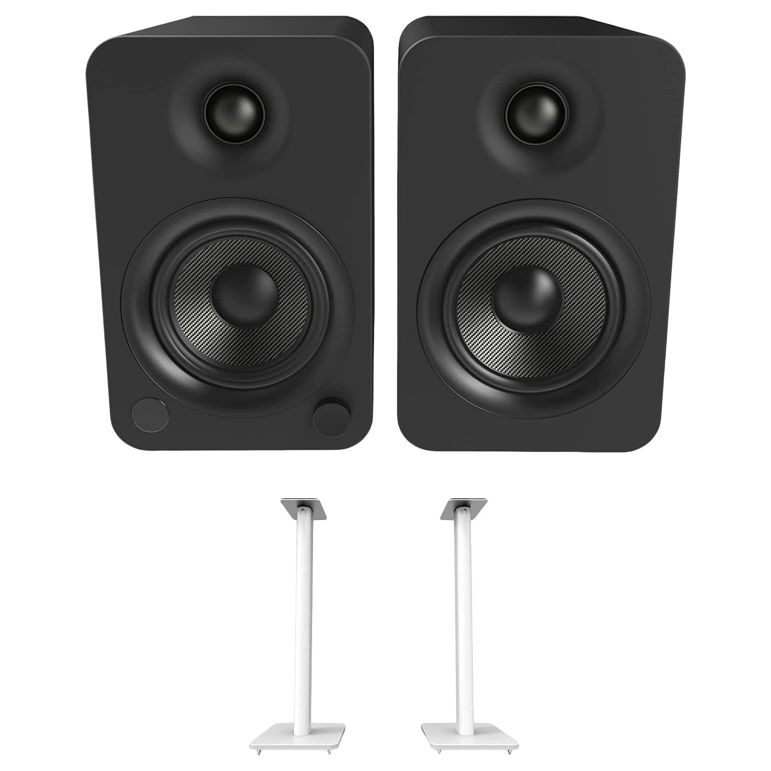 Bookshelf speakers Kanto YU4 with stands SP26PLW, 2 pcs, matte black/white