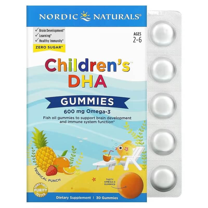 Nordic Naturals DHA Gummies for Children 2-6 Years 600 mg, 30 Tablets