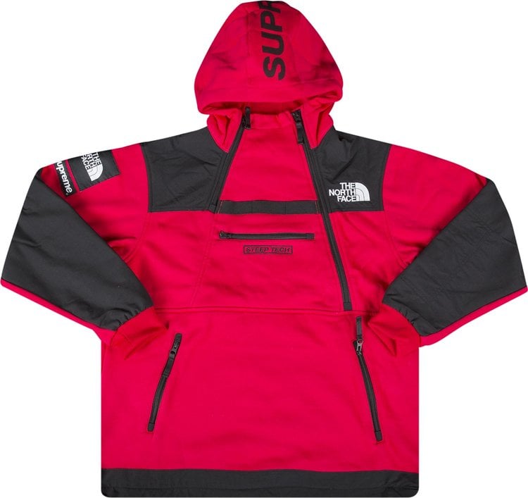 سويت شيرت Supreme x The North Face St-Shirtp Tech بغطاء رأس "أحمر"، أحمر