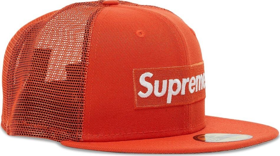 Supreme x New Era Box Logo Mesh Back Cap, orange