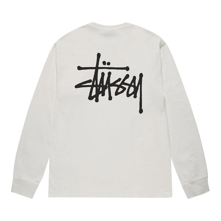 Stussy Basic Pigment Dyed Long-Sleeve Tee 'Natural', white