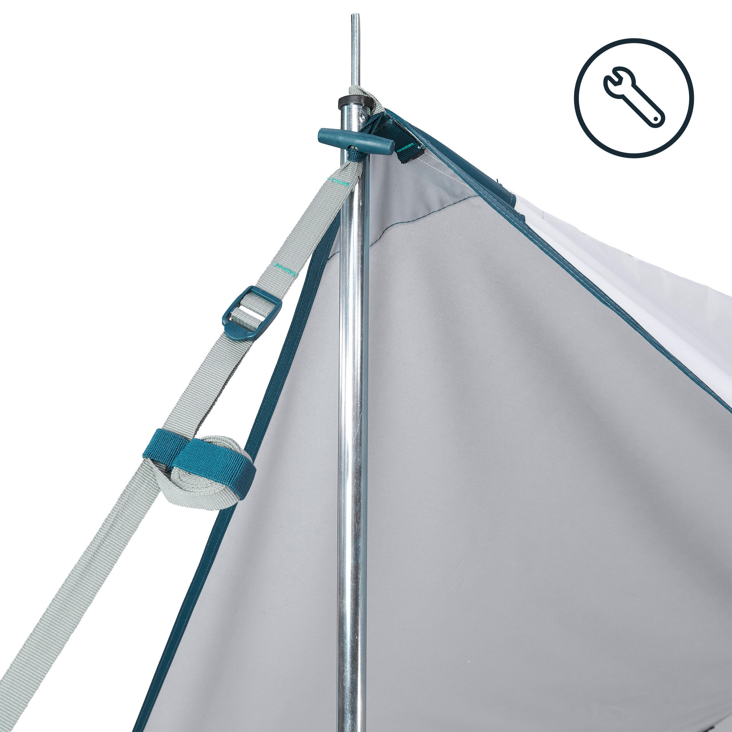 Repair of rope tension system Quechua tarpaulin for camping