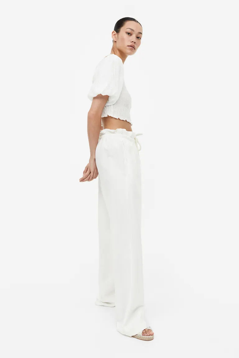 H&M off-shoulder gathered top, white