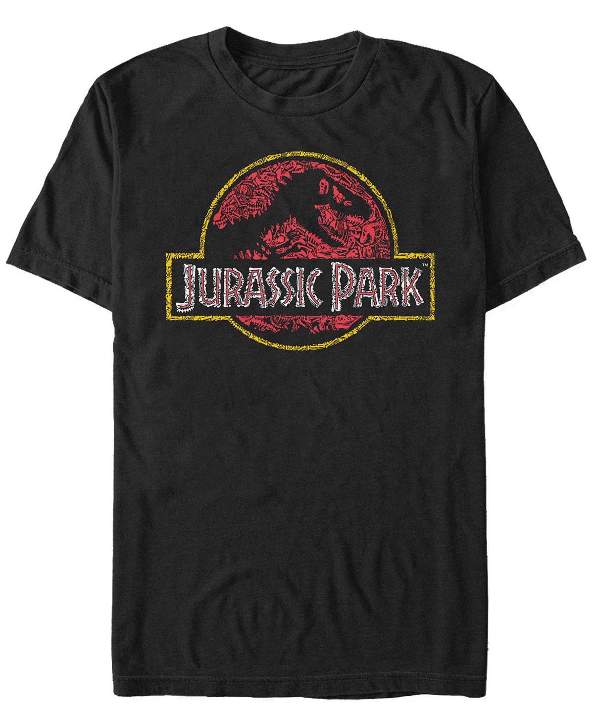 تي شيرت رجالي بأكمام قصيرة وشعار Jurassic Park Fifth Sun باللون الأسود