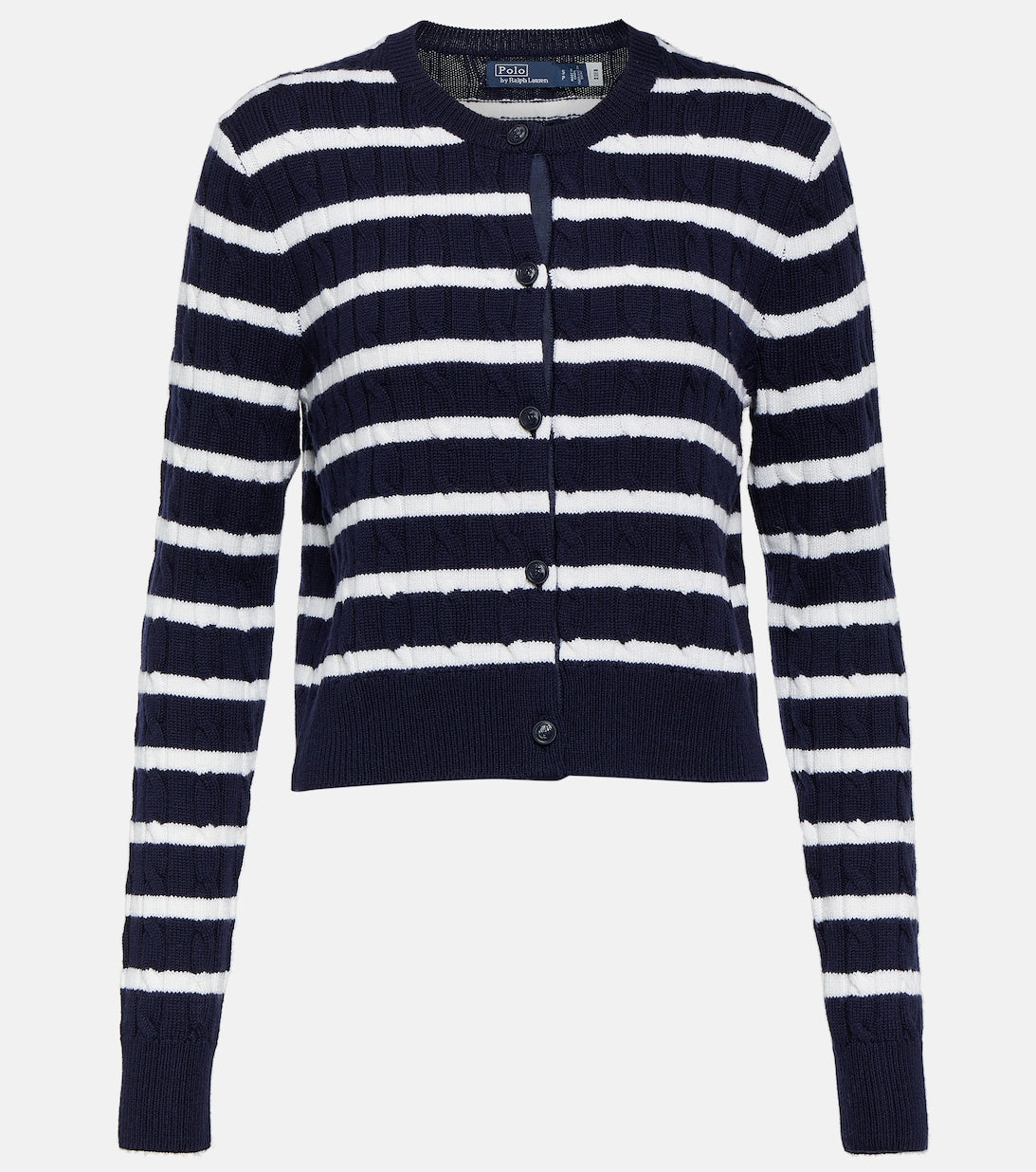 POLO RALPH LAUREN striped textured wool cardigan, blue