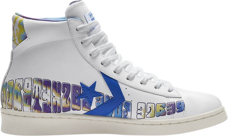 Converse Pro Leather High Peace, Love, and Basketball Sneakers, White