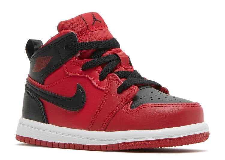 حذاء رياضي AIR JORDAN 1 MID TD 'REVERSE BRED'، باللون الأحمر