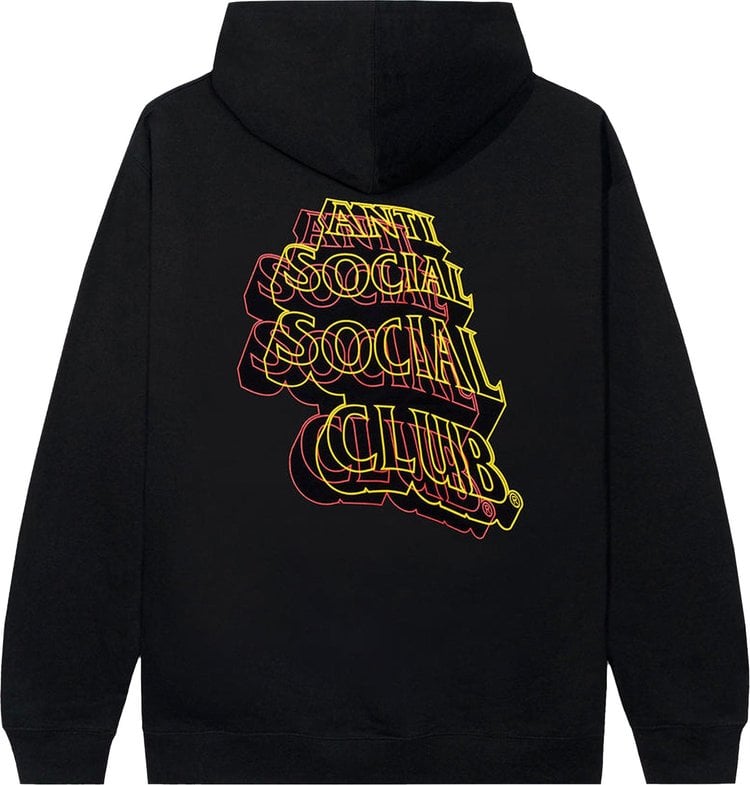 Anti Social Social Club Neon Lights And A Lot Of Rain Hoodie 'Black', black