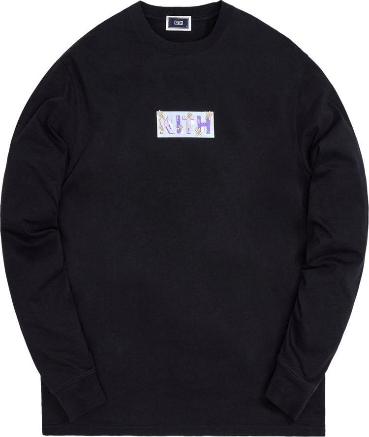 Kith For Superwaxx Classic Logo Long-Sleeve Tee 'Black', black