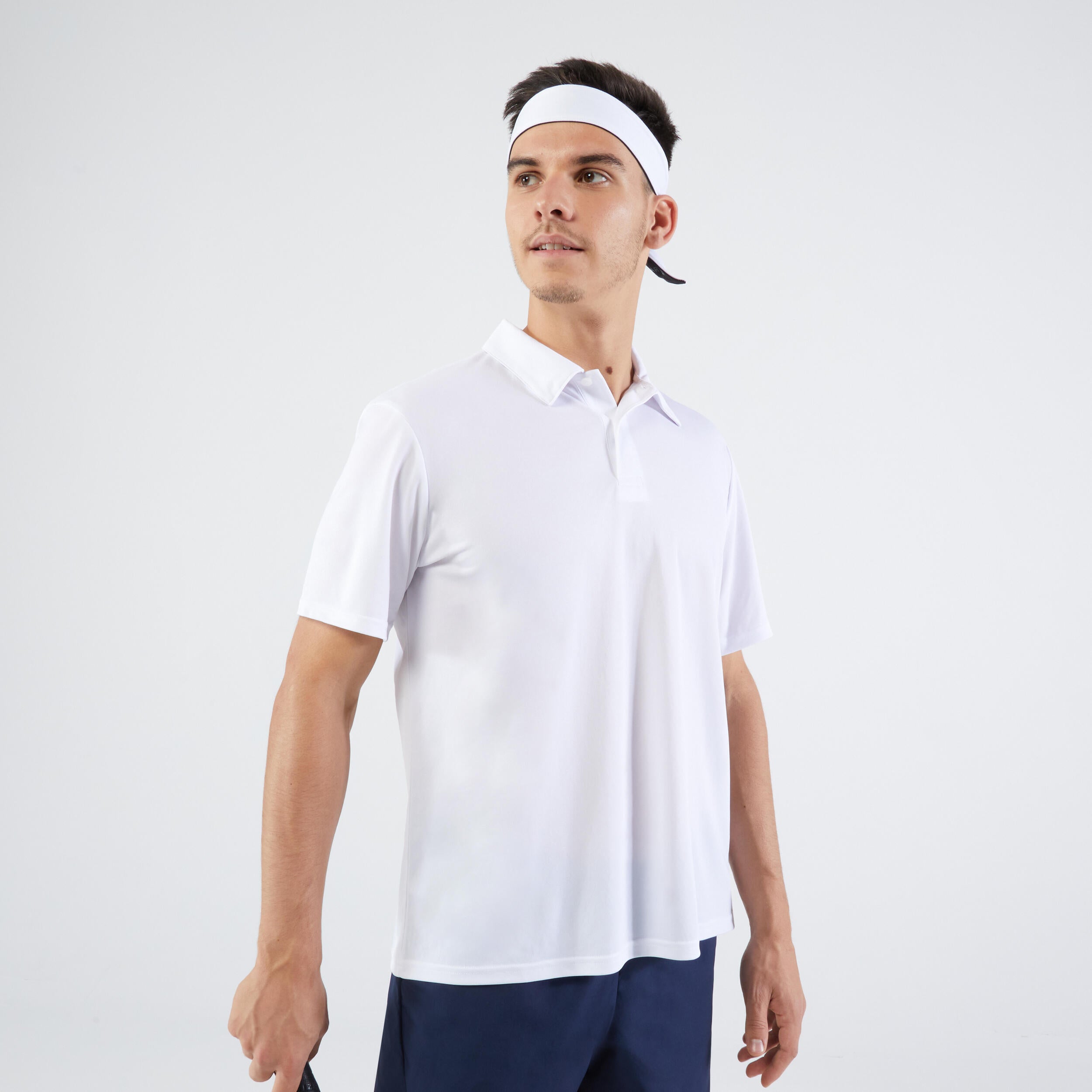 Men's tennis polo shirt with short sleeves - Essential white ARTENGO, white