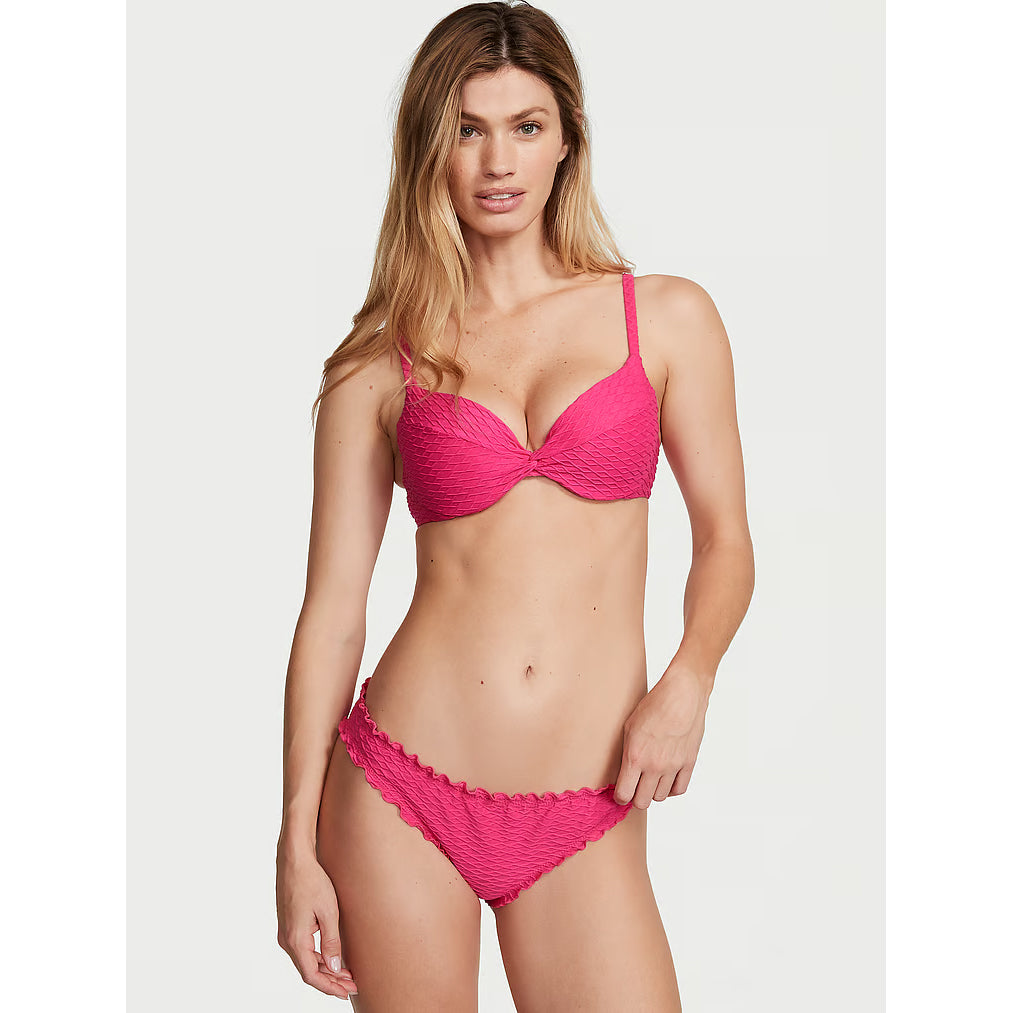 Victoria's Secret Swim Mix & Match Twist Push-Up Fishnet Bikini Top, pink