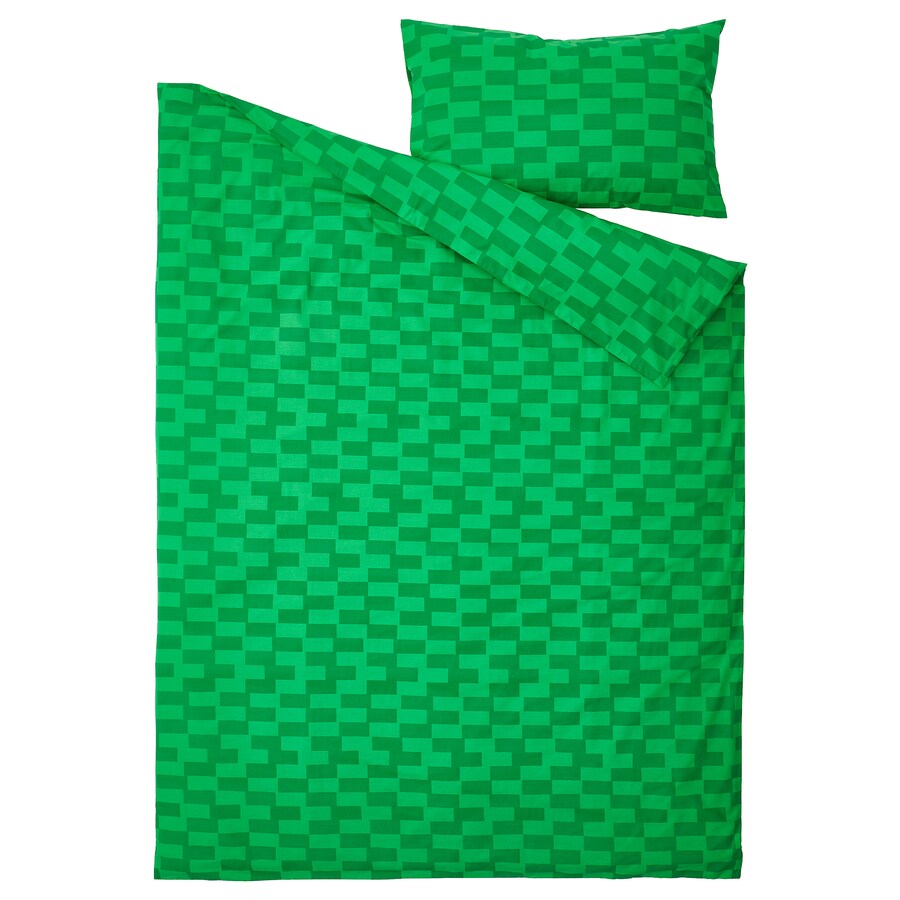 Duvet cover and pillowcase set Ikea Blaskata, 2 pieces, green, 150x200/50x80 cm