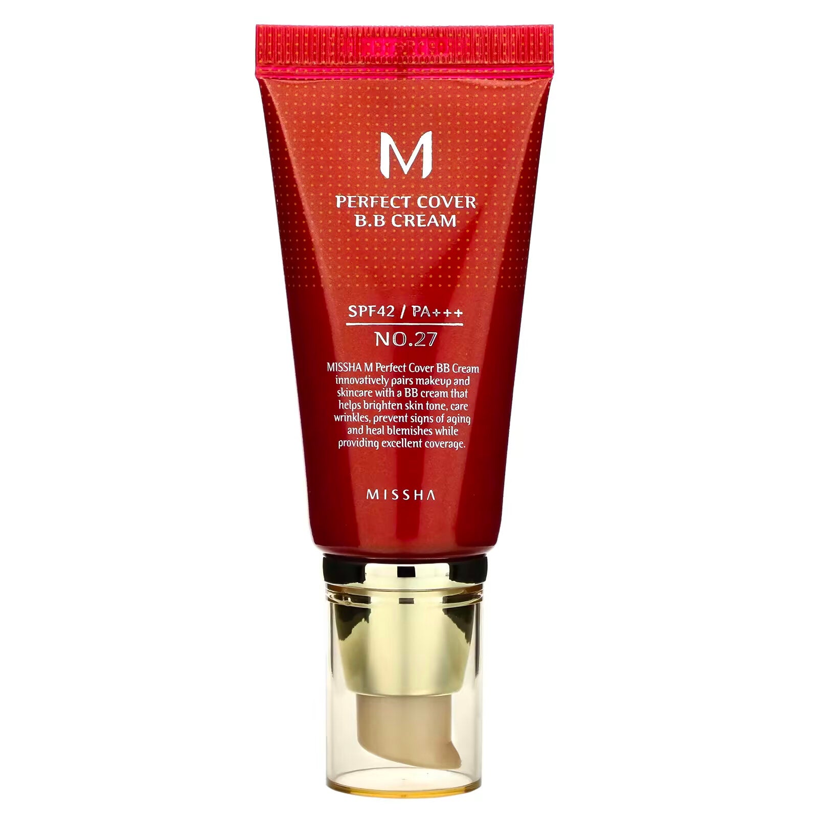 BB cream Missha Perfect Cover SPF 42 PA shade No. 27 honey beige, 50 ml