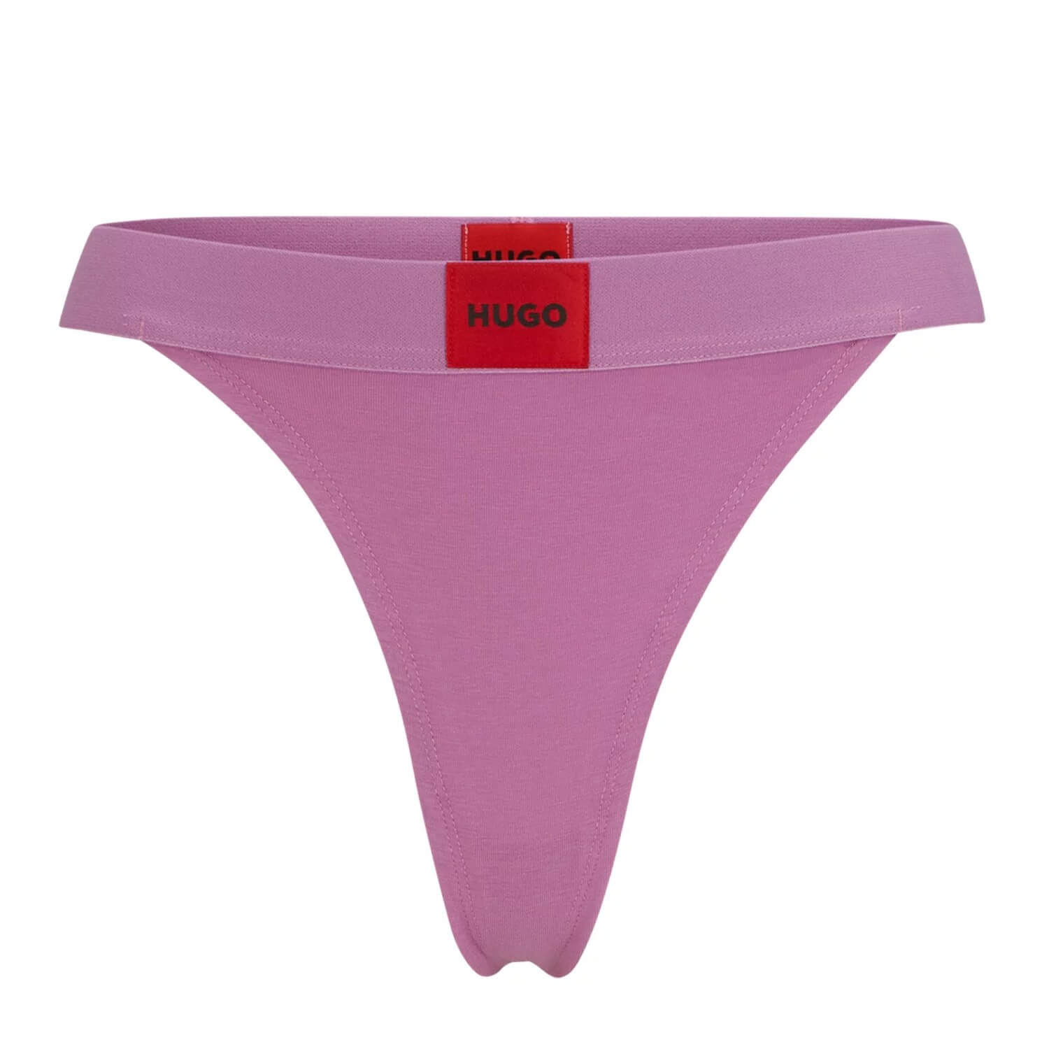 Hugo Stretch Cotton Thong With Red Logo Label, pink-lilac