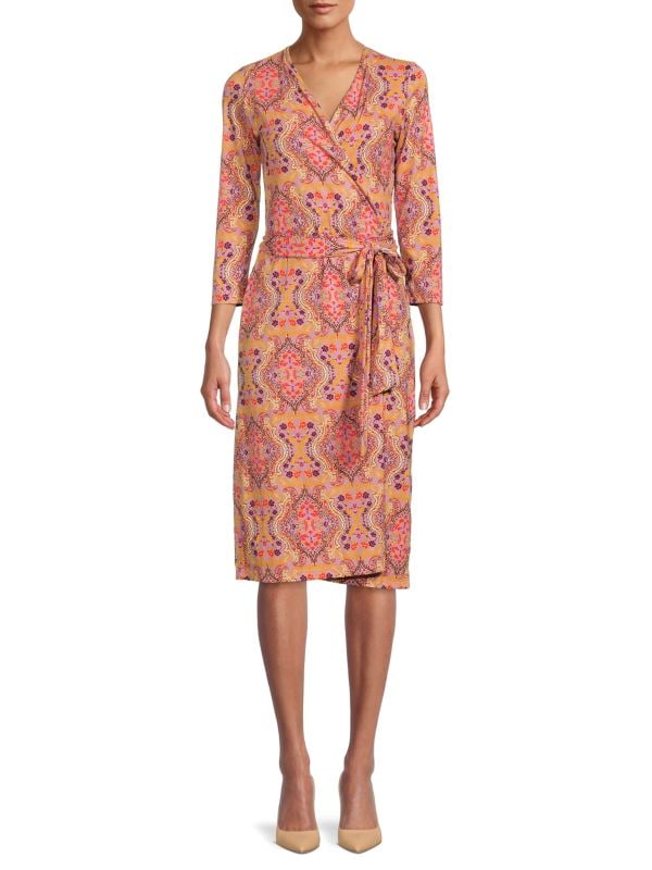 Renee C. floral print wrap dress, mauve