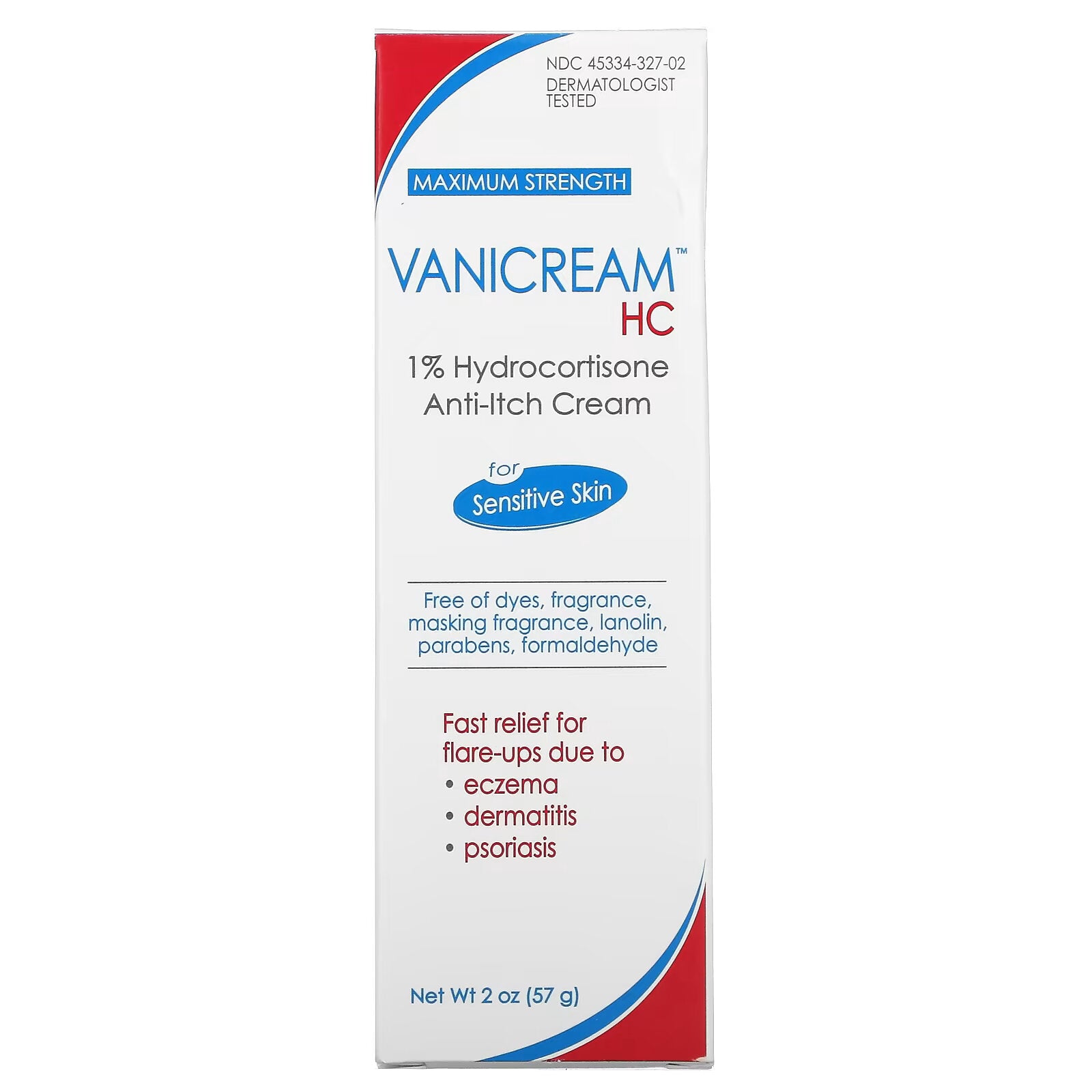 Vanicream, HC 1% hydrocortisone anti-itch cream, maximum effectiveness Sensitive Skin, Fragrance Free, 57 g (2 oz)