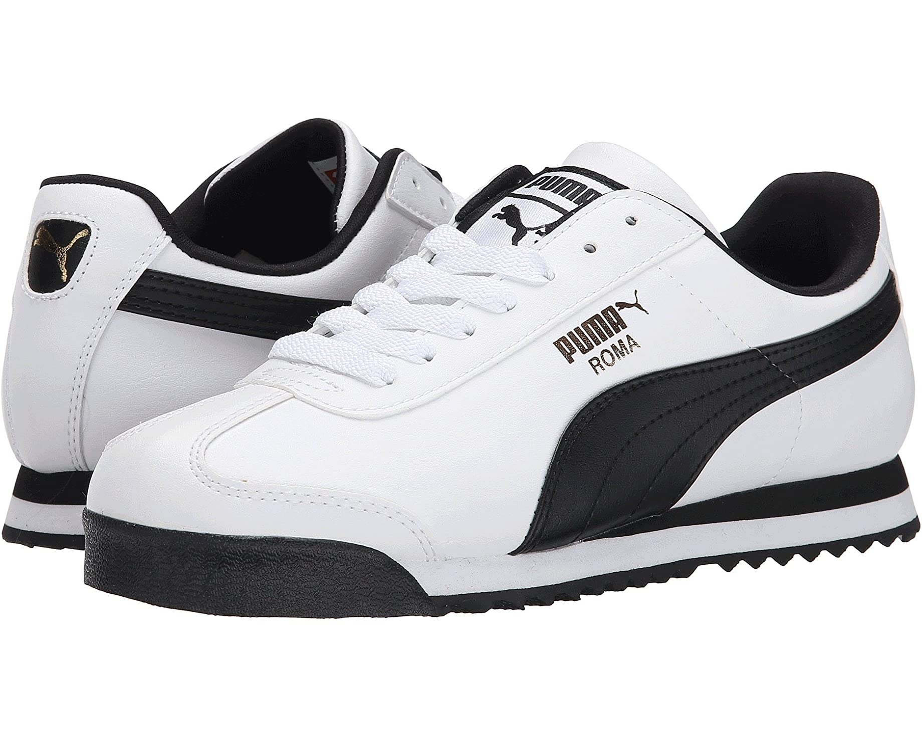 حذاء رياضي Puma Roma Basic باللون الأبيض والأسود