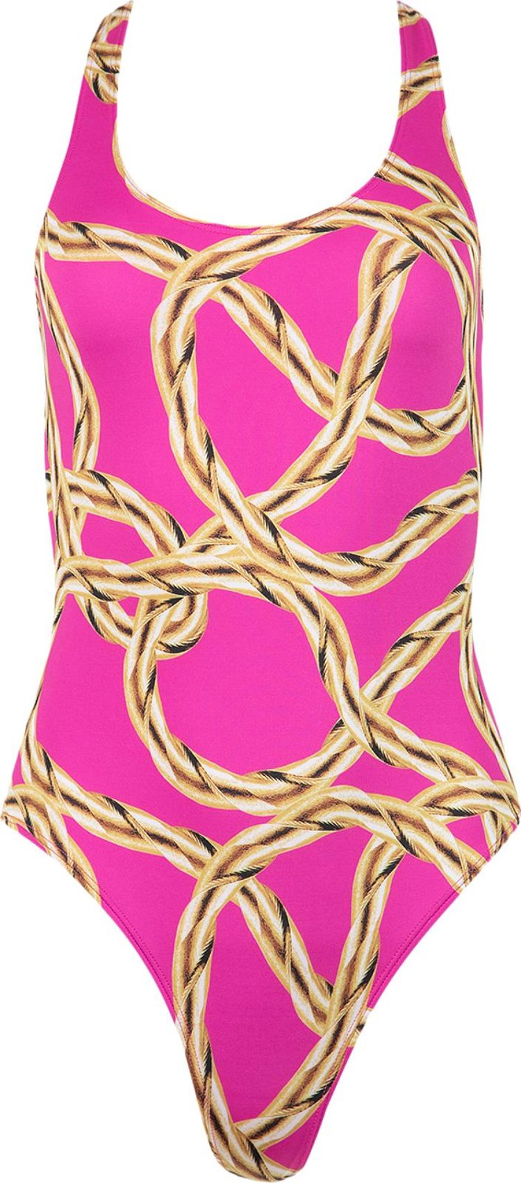 Vetements Gold Chain Open Back Swimsuit 'Hot Pink', gold