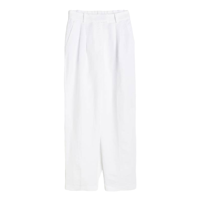 Linen trousers H&M, white