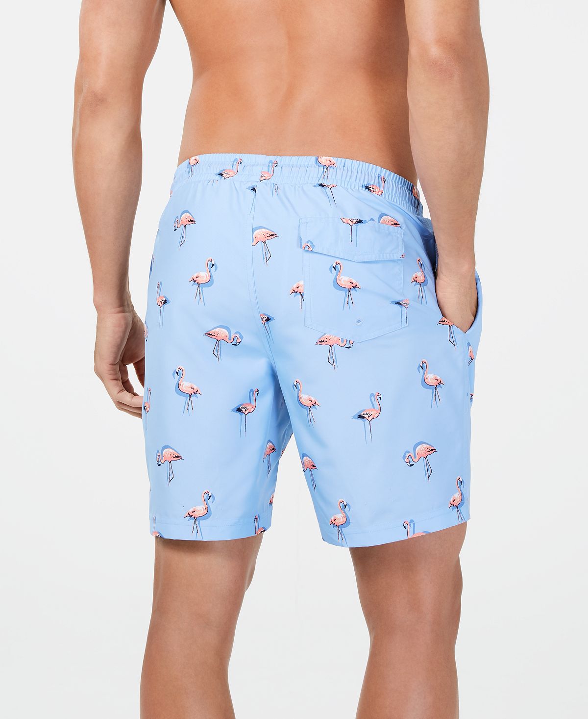 Men's 7" Flamingo Print Quick-Dry Performance Swim Trunks Made for Macy's Club Room multi