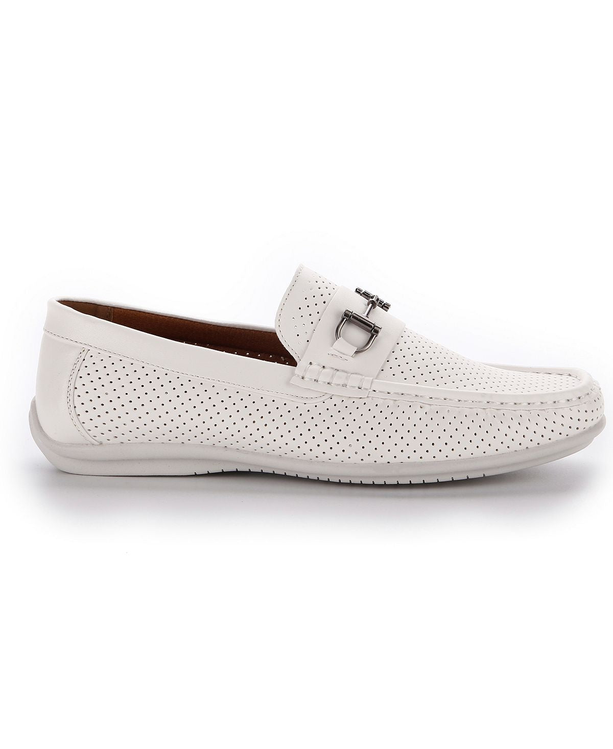 Aston Marc Men's Perforated Classic Moccasins, White