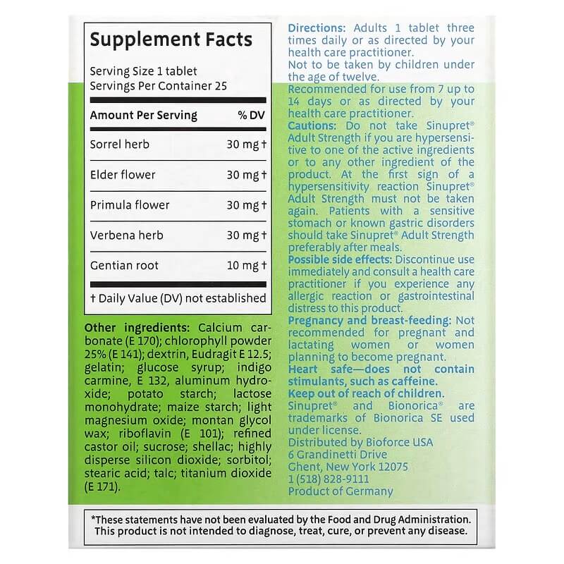 Sinupret Bionorica Sinus + Immune support, 25 tablets