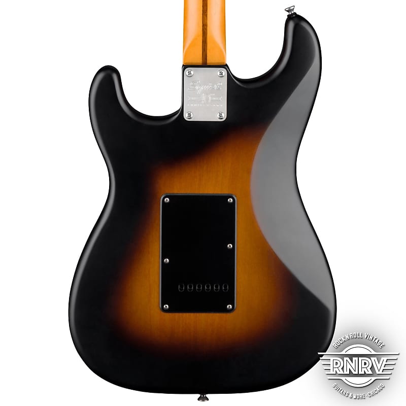 Squier 40th Anniversary Stratocaster, Vintage Edition, maple neck, black anodized fingerboard satin wide two tone sunburst