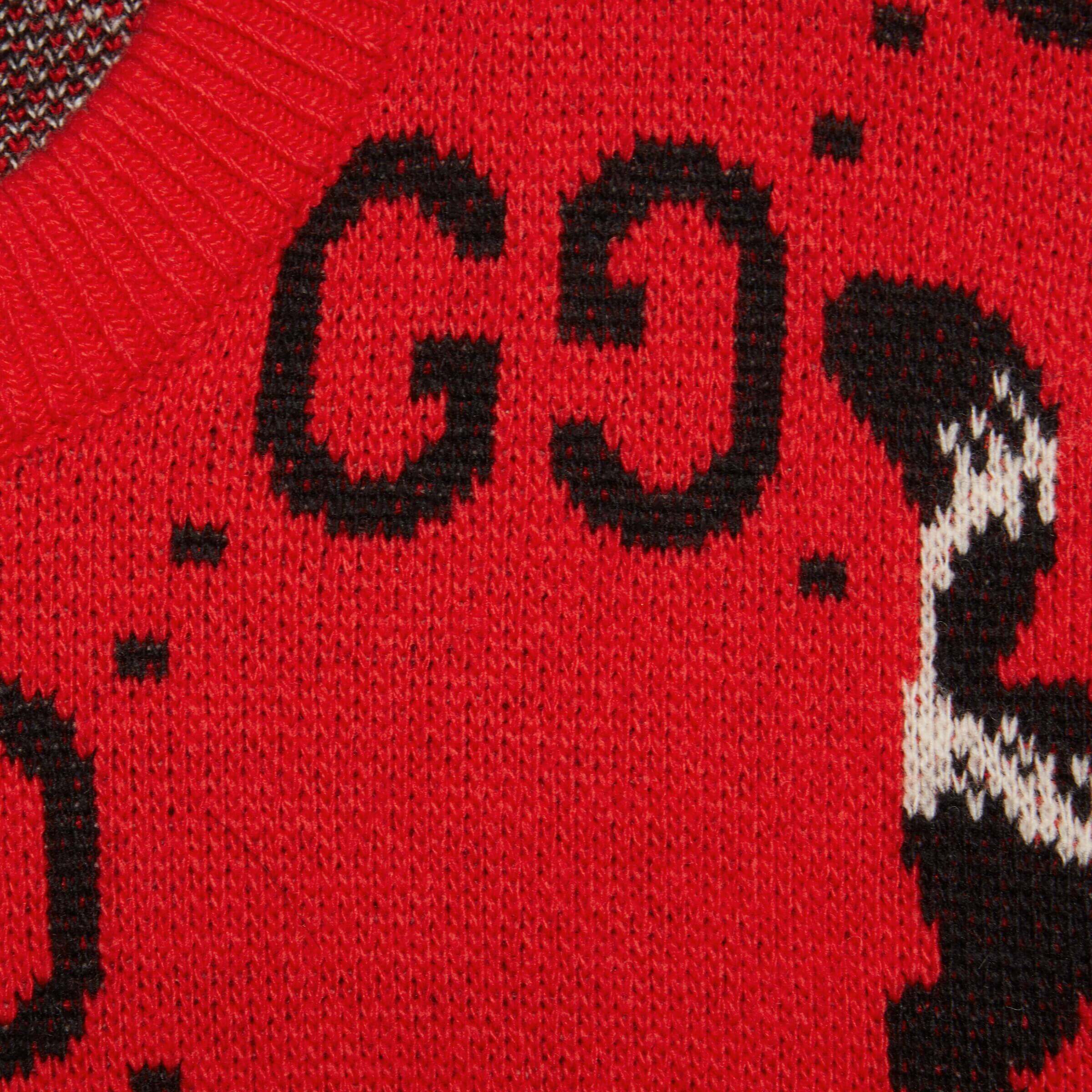 Gucci GG And Skunk Wool Knit Sweater, red