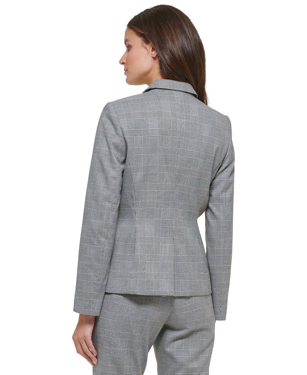 Tommy Hilfiger Women's Glen Plaid Blazer Single Button Multi