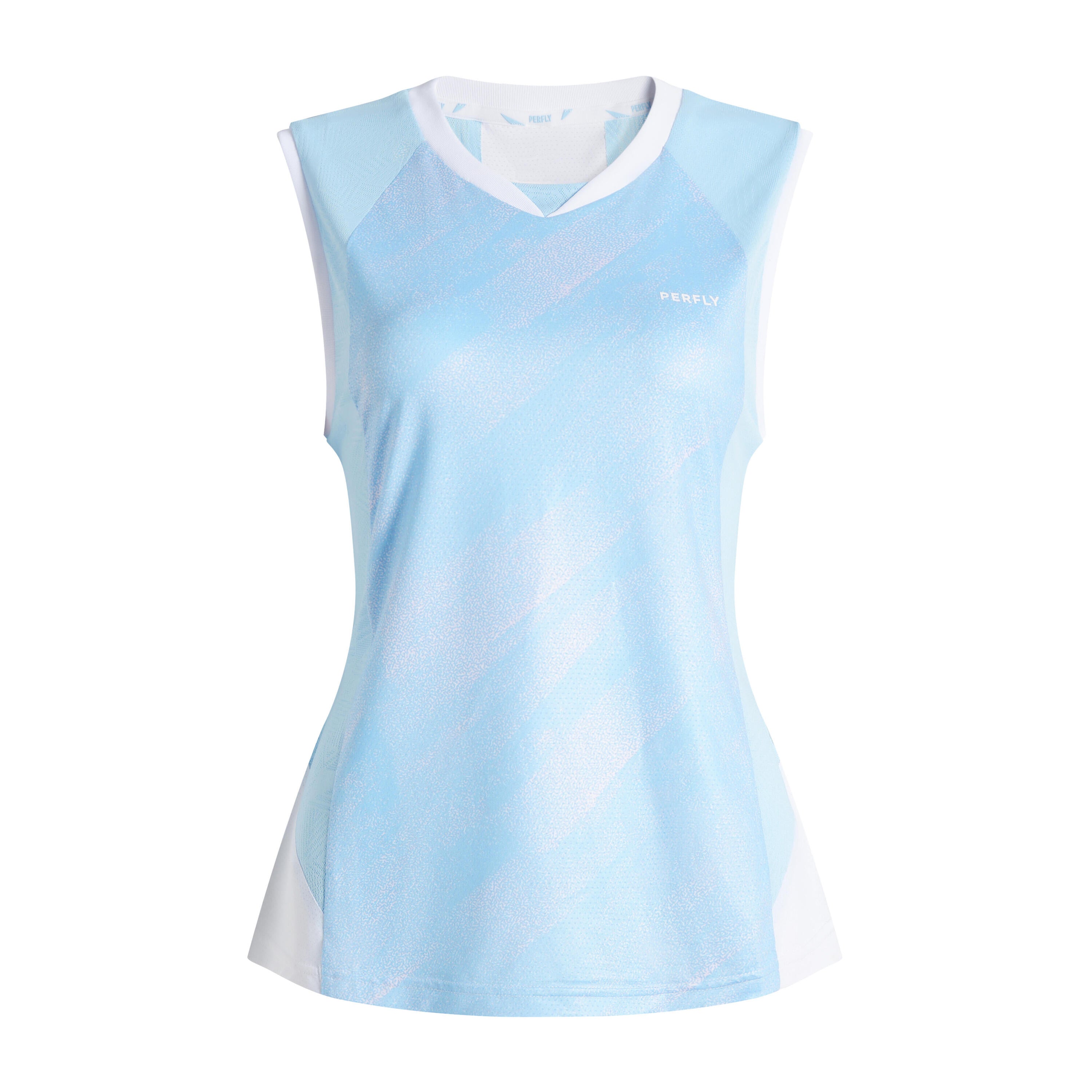 Women's badminton T-shirt 900 blue PERFLY, light blue