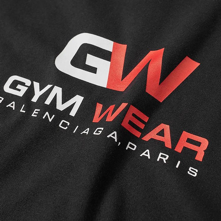 تي شيرت Balenciaga Gym Wear Logo باللون الأسود، أسود