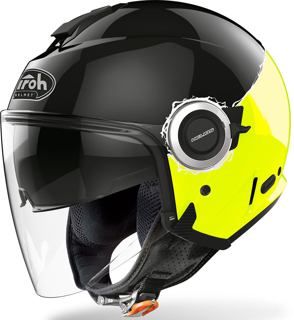 Airoh Helios Fluo jet helmet, black/yellow