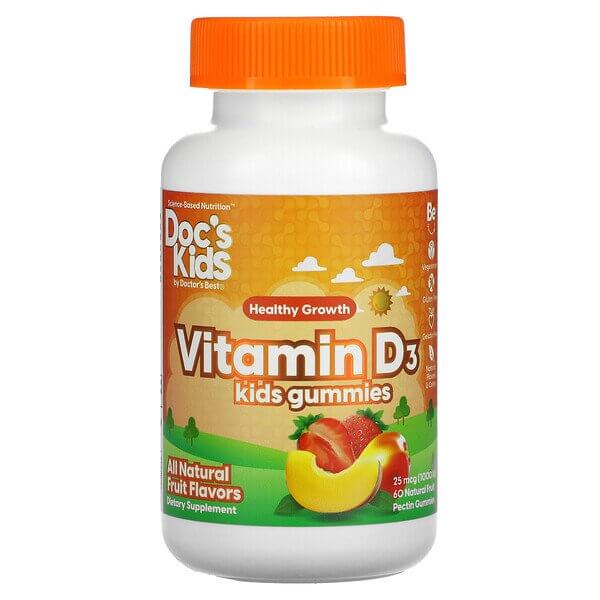 Children's Vitamin D3, Doc's Kids, Doctor's Best, 25 mcg (1000 IU), 60 chewable tablets