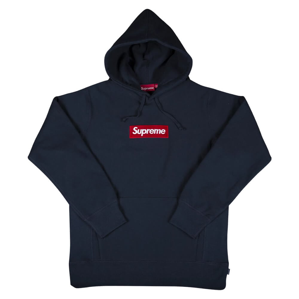 سويت شيرت بغطاء رأس وشعار Supreme Box باللون الأزرق