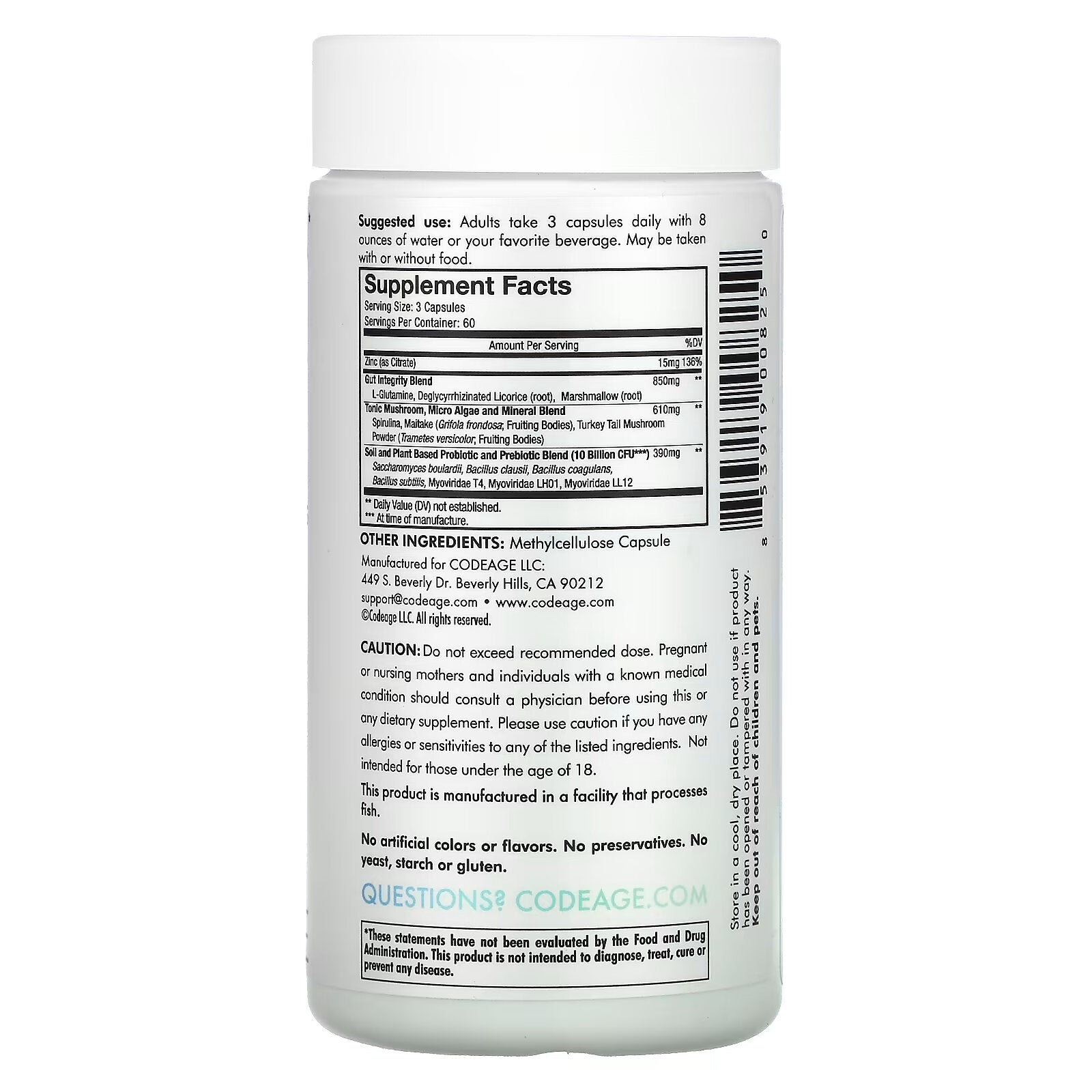 Codeage, Digestion, Gut Health Formula, 180 Capsules