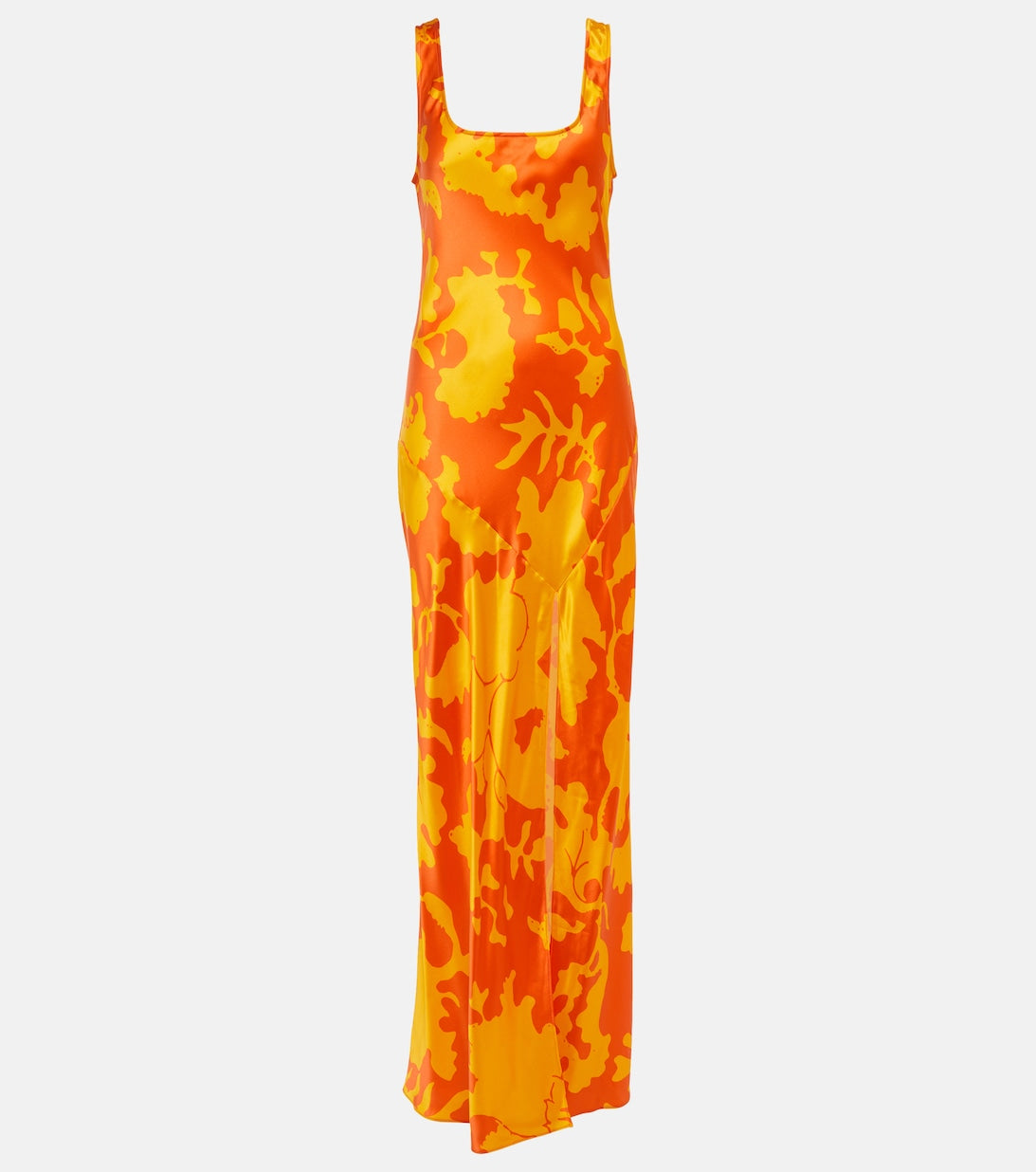 Silk maxi dress with SIR print, multicolor