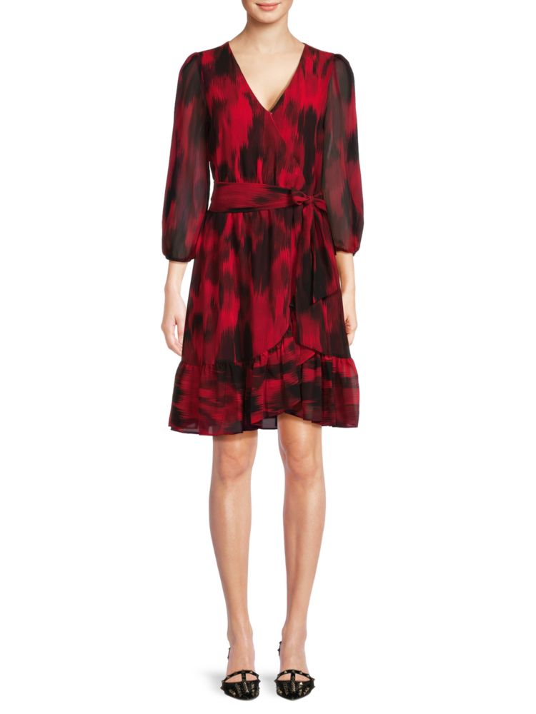 Calvin Klein Faux Wrap Dress, Rouge