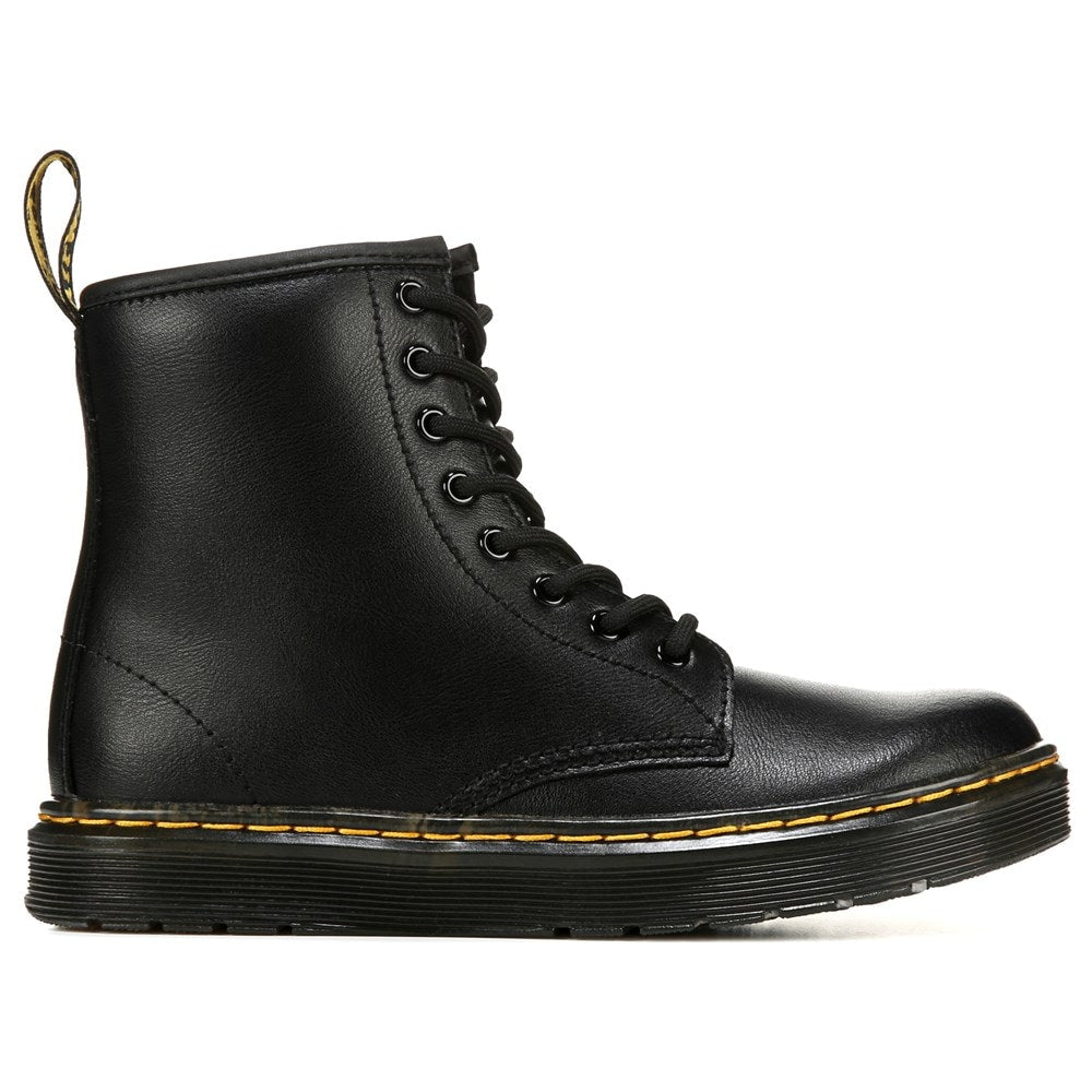 حذاء Zavala Combat للأطفال برباط للصغار/الكبار من Dr. Martens، باللون الأسود