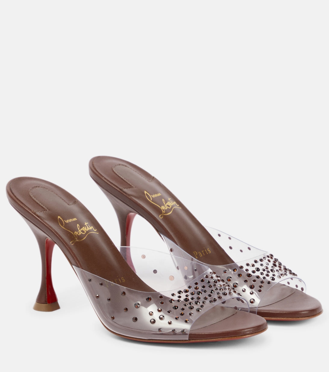 Nudes Degramule Christian Louboutin embellished mules, brown