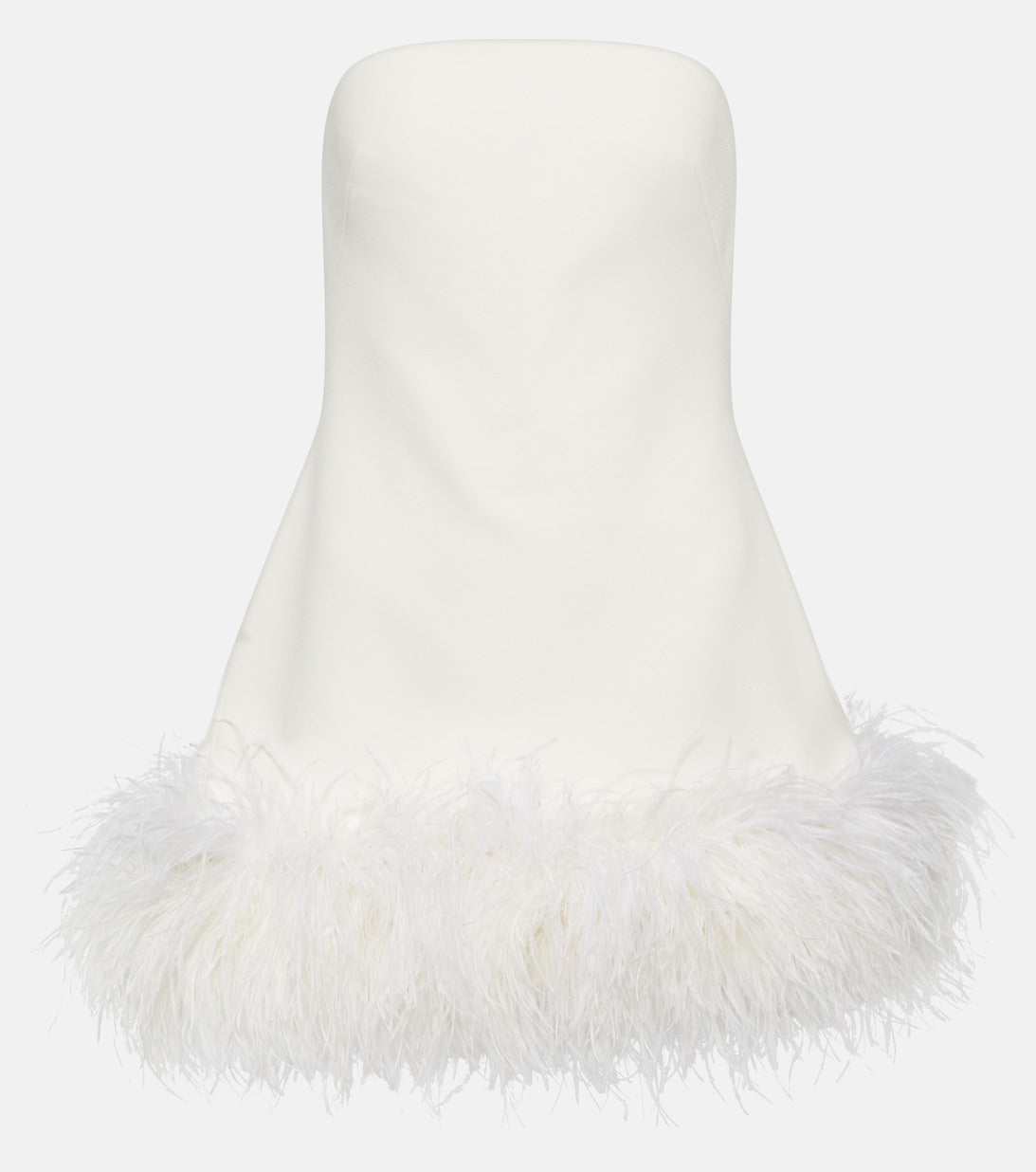 SAFIYAA crepe mini dress with feather trim, white