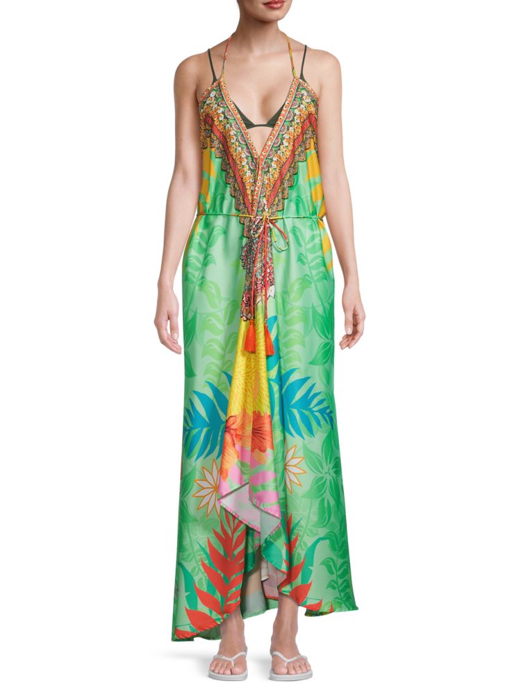 Ranee'S Covered Maxi Dress with Halter Neck and Open Back, Green