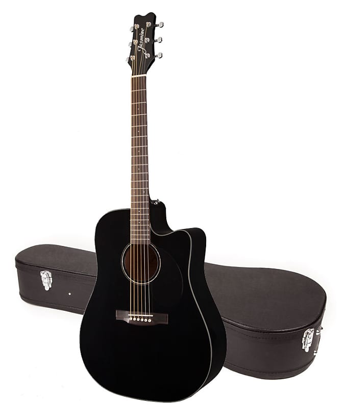 جيتار صوتي كهربائي Jasmine من Takamine JD93CE-BLK Black Dreadnought مع حقيبة