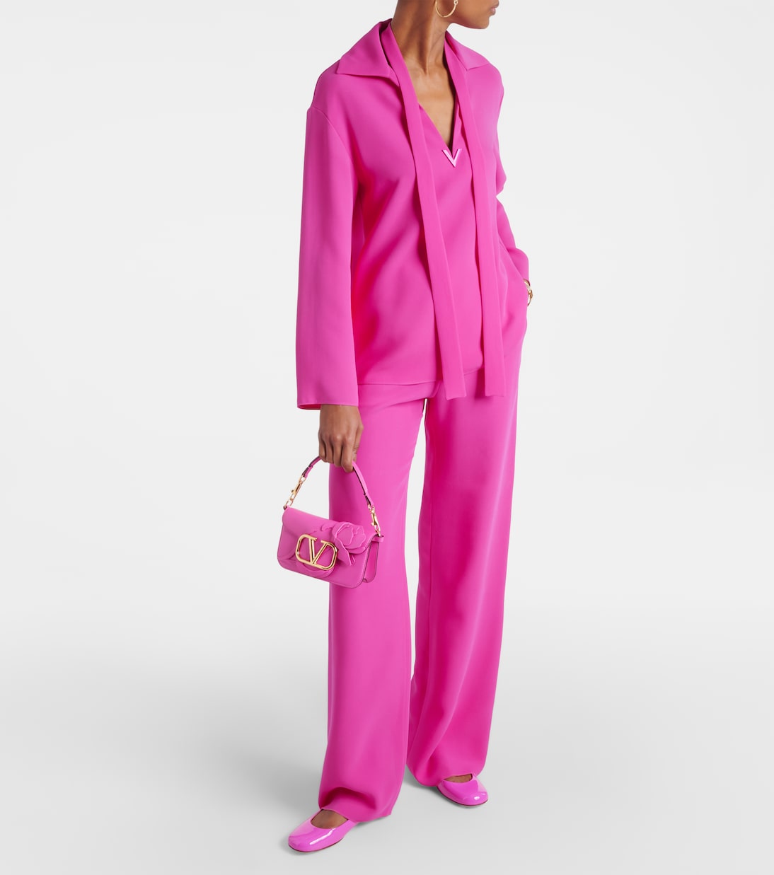 Vgold blouse with tie collar Valentino, pink