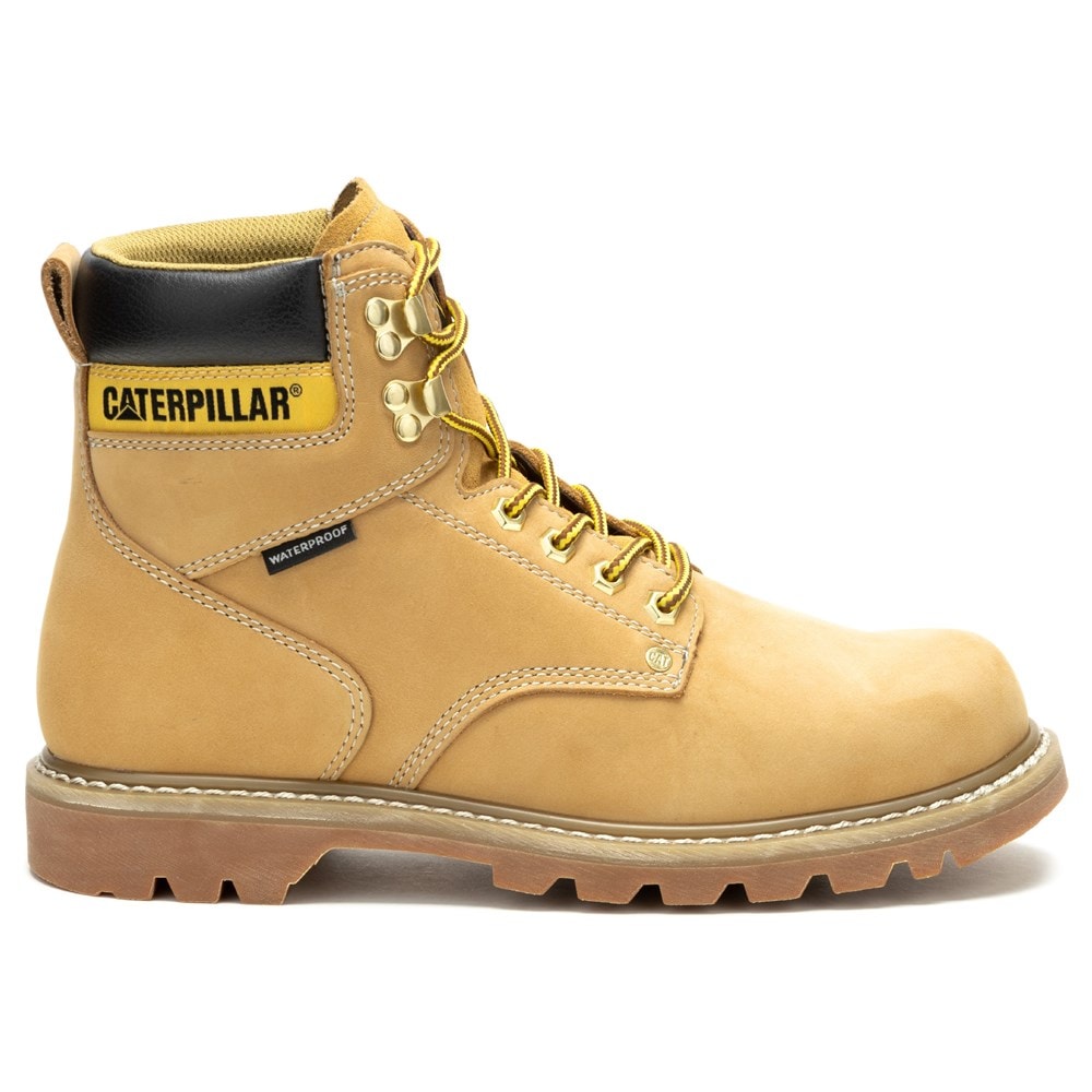 Caterpillar Men's Waterproof Medium/Wide Second Shift Work Boots , color honey reset