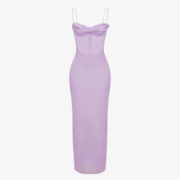 Satin maxi dress with corset Charmaine House Of Cb, lavender