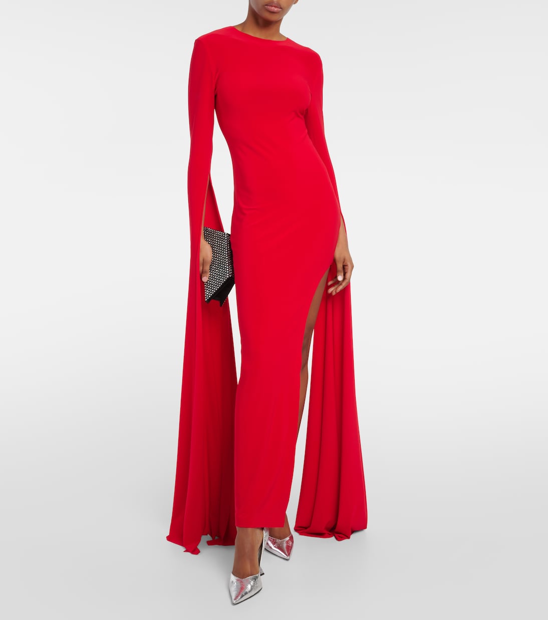 Norma Kamali draped jersey dress, red