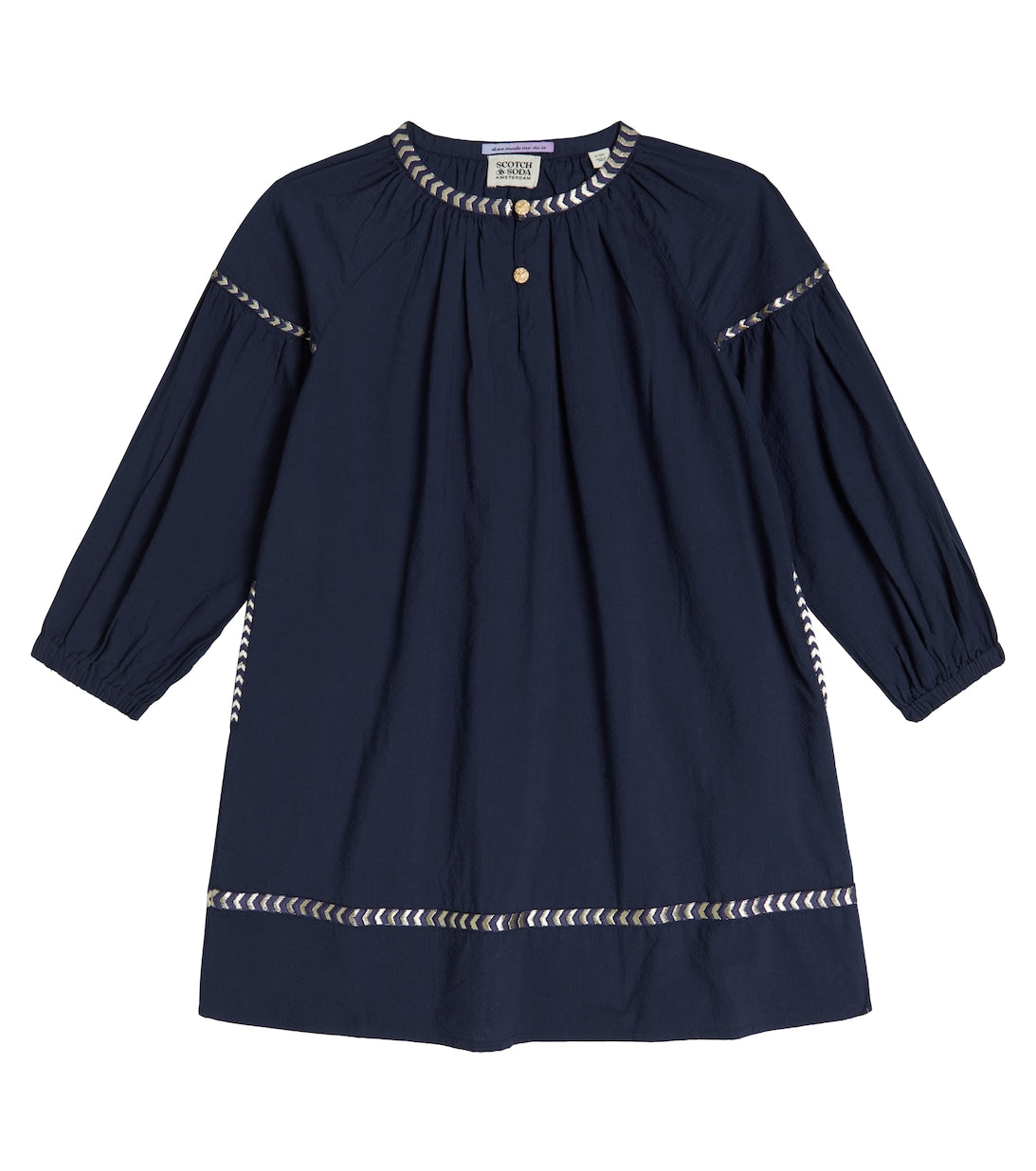 Scotch & Soda Embroidered Cotton Dress, Blue