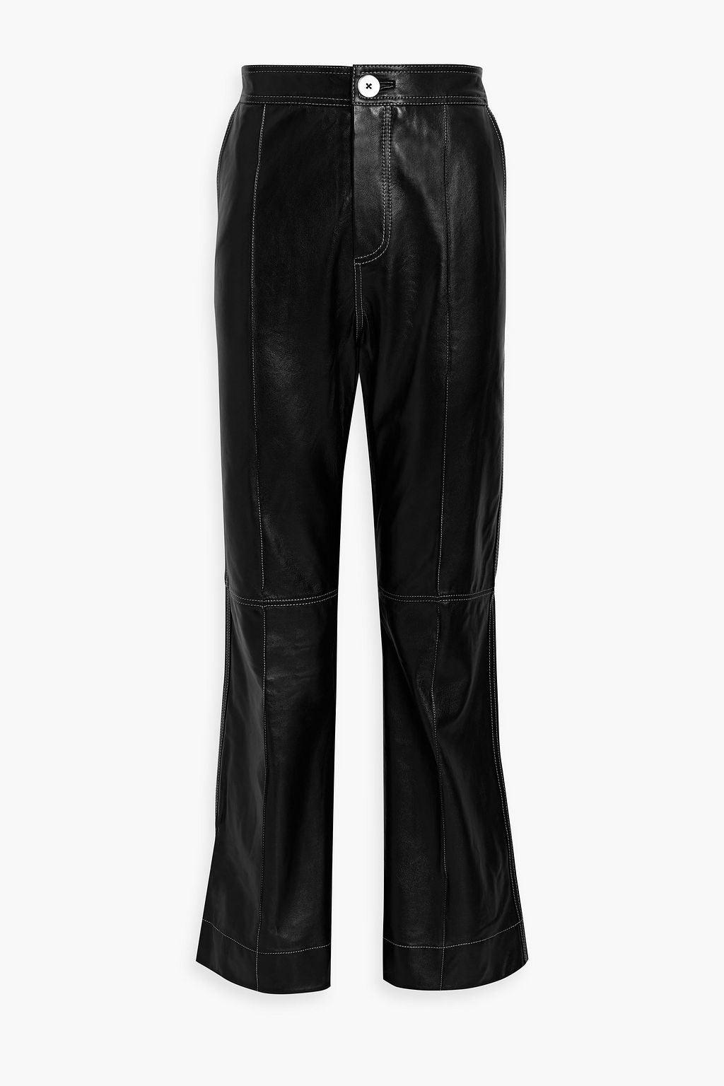 Leather flared trousers GANNI, black