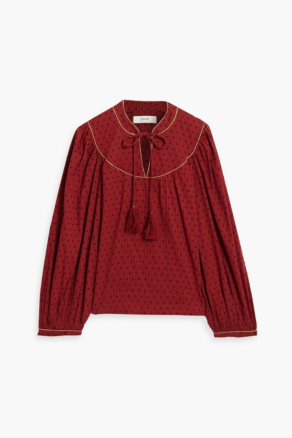 Keena blouse in cotton jacquard striped fil coupe JOIE, red