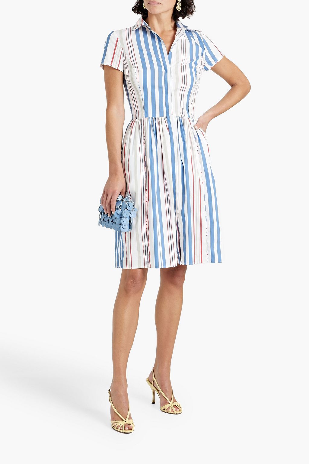 Striped cotton-blend poplin shirtdress OSCAR DE LA RENTA, blue